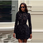 Pikkade varrukatega l&auml;bipaistev kleit Seelik Daamide Punane ja Must Kleit Kleit Kitsas Mood Pikk Pulmapidu Saab Kanda Kleit S must