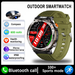 Uus 5ATM veekindel nutikell meestele 600mAh v&auml;listingimusteks GPS kompass pulss LED taskulamp Bluetooth k&otilde;ne spordikell Green-Silicone