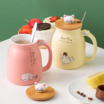 V&auml;rske Joonisfilmikass Kruus Majapidamise Armas Keraamiline Tass Kaane ja Lusikaga Kontori Paaride Veetass Korduvkasutatav Kohvitass Joogitass Ya464 send randomly