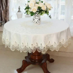 Uus pitsist laudlina pastoraalne &uuml;mmargune laudlina s&ouml;&ouml;gilaualinad kodu tikandid lauakate Roosa kullaga kaunistus majar&auml;tik 85cm Round beige