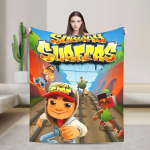 Subway Surfers m&auml;ng Jake Tekid Pehme Mugav Pl&uuml;&uuml;sist Visketekk Diivani Tooli Diivani Voodi jaoks Flanell Voodikate Voodikate 153x204cm