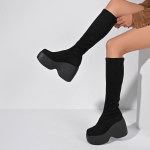Moodsad naiste saapad Disaineri kiilud Platvormsaapad Moodsad vabaajakatted Nahast saapad naistele Luksuslikud p&otilde;lvk&otilde;rgused saapad Mugavus Elastne Botas 38 black