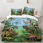Jurassic Dino voodipesukomplekt 240x220cm 140x200 Queen Microfiber tekikottide komplekt 2 padjap&uuml;&uuml;ri ja laste toa kaunistusega 140x200 (50x80cm x1