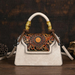 Vintage k&auml;sitsi valmistatud reljeefne naiste nahast kott Luksuslik k&auml;ekott Mitmek&uuml;lgsed naiste &otilde;la- ja p&otilde;ikkotid kohv