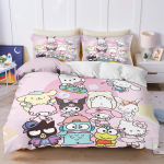 Sanrio My Melody Kuromi Pochacco Anime Tekikoti Komplekt Comforte Tr&uuml;kitud Multifilm Kaksiksuuruses Voodipesukomplektid J&otilde;ulukingitused 3-osaline EU Single(135*200cm)3pcs gray