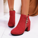 Kuumad K&uuml;psed Saapad Naiste Mood L&uuml;hikesed Pahkluusaapad Suede Saapad Madala Keskmise Plokk-kontsaga Saapad K&uuml;lgmise T&otilde;mblukuga Saapad Kingad Stiefel Damen 37 punane