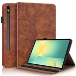 Kaitse&uuml;mbris Samsung Tab S10 FE jaoks 10,9 Reljeefne puuleht Nahast rahakott Flip-kaas Galaxy Tab S10 Fe Sm-x520 X526b jaoks &Uuml;mbris Coque Samsung Galaxy Tab S10 FE pruun