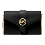 Michael Kors MK V&otilde;lu T&auml;helogo Klapp &Uuml;hev&auml;rviline Kett T&ouml;&ouml;le Nahast Crossbody &Otilde;lakott Naiste kotid Must 32S0G00C6L-001 Basic Set (Bag+Dust Bag)
