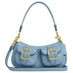 Coach Ashton 25 Kuldne Riistvara Kortsutatud Nahast Crossbody &Otilde;lakott Keskmine Naiste kotid Sinine CBJ01-IMPOW Basic Set (Bag+Dust Bag)