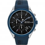 BOSS Velocity Must sihver Sinine silikoon/kumm Meeste kvartsikell 1513717 must