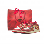 Jordan Air Jordan 1 Gilded Yingxi, Ostukoti pehmendus, Kulumiskindel madal vintage korvpallijalatsid Naistele Punane FJ3465-160(Team1321-) 38
