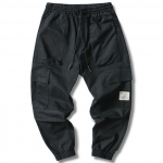 Meeste Vintage Cargop&uuml;ksid &Otilde;hukesed Mitmetaskulised &Uuml;lisuured P&uuml;ksid Puuvillased Vabaaja Jogger Jooksmine Streetwear Paik Meeste Riided M must