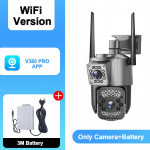 AIOOK V380 Pro CCTV traadita WiFi-v&auml;liskaamera 360 kraadi 8MP, 4K v&auml;rviline &ouml;&ouml;n&auml;gemine Kahesuunaline k&otilde;ne automaatne j&auml;lgimine Valikuline WIFI Camera+Battery