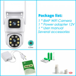 ICSEE 8MP HD J&auml;relevalve WiFi V&auml;litingimustes Veekindel Traadita Turvakaamera Kahe objektiiviga Nutikodu IP-kaamerad Automaatne j&auml;lgimine 8MP NO SD Card valge
