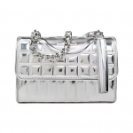 Tory Burch Fleming Metallik Tepitud Mitmeotstarbeline Nahast T&otilde;mblukuga K&auml;e- ja &Otilde;lakott Crossbody Kott Naiste Kotid H&otilde;bedane 155938-040 Basic Set (Bag+Dust Bag)