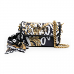 Versace Jeans Couture Barokkmustriga Tr&uuml;kitud Sall Detail Klapiga Kinnitus Risti Keha &Otilde;lakott Naiste Kotid Must 73VA4BA3-ZS466-G89 Basic Set (Bag+Dust Bag)