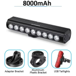 NEWBOLER Jalgrattaesituli 2000 luumenit Jalgrattavalgusti 5000 mAh Taskulamp USB-laadimisega M&auml;gi-tee-kruusaratturite Jalgrattavalgusti Tarvikud 8000mAh-305