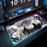 Jujutsu Kaisen Must ja Valge Hiirematt M&auml;ngur Helendav LED-hiirematt M&auml;ngulaud RGB Lauamatt Klaviatuur PC Hiirematt RGB600x300x3mm