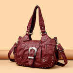 Stiilne nahast k&auml;ekott h&otilde;bedaste neetide ja metallpandlaga Naistele Suure mahutavusega Vintage Pehme nahk Daamide Vabaaja &Otilde;la Crossbody kott Reisimine 32.5cm&times;11cm&times;29cm