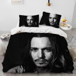3D Prinditud Johnny Depp Sarja Tekikott Voodipesukomplekt, Tekikoti Voodikomplekt Tekikate Padjap&uuml;&uuml;r, Kuninga Suuruse Kuninganna Suuruse Voodikomplekt Lastele EU Twin 135x200cm white