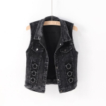 S&uuml;gisene Valge Denim Vest Naistele Moodne teksariidest Vesti Naiselik Vabaaja Varrukateta Jakk &Uuml;he n&ouml;&ouml;biga Naiste Vest Top XL black
