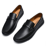 Meeste naturaalsest nahast mokassiinid: Kevad & S&uuml;gis Briti Stiilis Slip-Onid, Business Casual, Kummist Tald, Suur Suurus 47 48 must