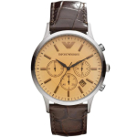 Emporio Armani AR2433 Kronograaf Beeži sihverplaadiga Meeste k&auml;ekell 43mm pruun