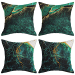 4 tk kahepoolset t&uuml;rkiis-kuldse marmormustriga padjap&uuml;&uuml;ri, luksuslikud abstraktse tindikunsti dekoratiivpadjap&uuml;&uuml;ri (Ilma siset&uuml;kkideta) Short plush 40*40(CM)-4Pcs