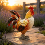 Vaik Kukk Figuur Ilmastikukindel Figuur Maakodu Kana Hoovi Kaunistus Aeda, Rooster a brown
