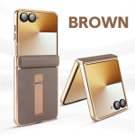 K&otilde;rgekvaliteediline nahast metallklambriga &uuml;mbris Samsung Galaxy Z Flip 7 Flip 6 Flip5 Flip 4 3 jaoks Automaatse tagasil&ouml;&ouml;giga vedruhinge kaitsekate Z Flip 7 beige
