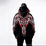 Tumev&auml;rviline Kapuutsiga Peegeldava Prindiga Naelutatud Mootorrattas&otilde;idu Pullover Hoodie Trendikas Br&auml;nd Meestele ja Naistele S