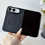 Magnetiline iPhone Duo Foldi &uuml;mbris Luksuslik s&uuml;sinikkiust nahast kaitsev tagakaas Magsafe juhtmevaba laadimiseks Kest Funda iPhone Ultra must
