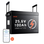 VEVOR 24V 100Ah LiFePO4 liitiumaku 4000+ ts&uuml;klit 100A BMS Bluetoothiga, 2560Wh liitiumaku madala temperatuuri kaitsega