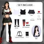 Tifa Lockhart Cosplay Kost&uuml;&uuml;m Karnevali &Uuml;likond Parukas Anime Halloweeni Kost&uuml;&uuml;mid Naised M&auml;ng XS（old）&Other black