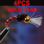 4tk Beadhead Nymph Chironomids Emergers Midge Fly Fishing s&ouml;&ouml;daforell Bluegill Carp #14 roheline