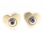 Les Tr&eacute;sors De Lily [D7525] - Boucles Argent 'En Plein Coeur' Bleu sinine