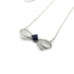 Les Tr&eacute;sors De Lily [L7241] - Collier Argent 'Noeud Romantique' saphir blanc (rhodi&eacute;) - 25x8 mm sinine