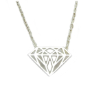 7bis [Q6151] - Collier artisanal 'Origami' (diamant) argent&eacute; - 14x10 mm h&otilde;be