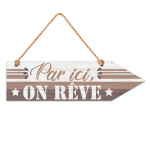 Les Tr&eacute;sors De Lily [Q5962] - Plaque fl&egrave;che bois 'Messages' taupe (Par ici on r&ecirc;ve) - 30x8. 5 cm pruun