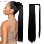 MERISIHAIR Long Straight Clip juuksesaba must parukas hobusesaba juukseklamber, s&uuml;nteetiline juuksesaba hobusesaba juuksepikendus juukseklambriga