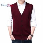 Cozy Up Jacquard soe meeste villane vest Meeste taskuga varrukateta kardiganist vest XXL punane