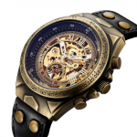 Retro stiilis meeste automaatne mehaaniline k&auml;ekell skelett Steampunk ehtsast nahast rihm Meeste isekeeratavad randmekellad meeste Reloj