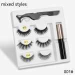 3 Paari Magnetic Eyelashes 3D Mink Eyelashes Makeup Magnetic Lashes Silmapliiats Pintsetid Naturaalsed kunstripsmed L&uuml;hikesed kunstripsmed 001