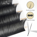 GLAMLASH V-kujuline ellips lamedad l&otilde;henenud otsad YY ripsmepikendus eelvalmistatud vol&uuml;&uuml;miga topeltotsad Easy-fans 2D ripsmete &uuml;lipehme naturaalne 0.20 C 8mm must
