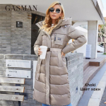 GASMAN 2021 Naiste jope Pikk elegantne Fashion Talvemantel naistele br&auml;nd T&otilde;mblukuga tasku Soe Parka v&ouml;&ouml;ga Sulejoped 8189 XXL khaki