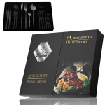 24 tk musta k&auml;epidemega kuldne s&ouml;&ouml;giriistade komplekt roostevabast terasest nuga kahvel lusikas lauan&otilde;ude komplekt festivali k&ouml;&ouml;gi s&ouml;&ouml;giriistade kingitus 24pcs + 1 box must
