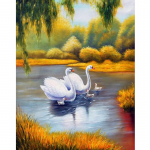 DIY Swan 5D Teemantmaal T&auml;is&uuml;mmargune puur Loom Teemanttikandid Ristpistete komplekt Mosaiikvaigust seinakunst Kodukaunistuse kingitus Full Round 20x30CM