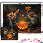 DIY 5D teemantmaal Halloween hirmutav k&otilde;rvitsapea mees ristpiste komplekt t&auml;ispuur tikandid mosaiikkunst Pilt kividest kingitus Full Round 20X30CM