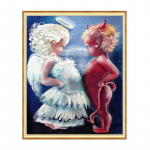 5D DIY Teemantmaaling Inglid ja deemonid Teemantteemanttikandid T&auml;ismosaiigikomplektid Ristpistes Kodukaunistus K&auml;sitsi valmistatud kingitused Round 20x30cm