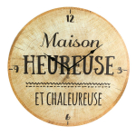 Les Tr&eacute;sors De Lily [A1221] &ndash; puidust seinakell &bdquo;Rondins&rdquo; (&otilde;nnelik ja soe kodu) - 50 cm beež